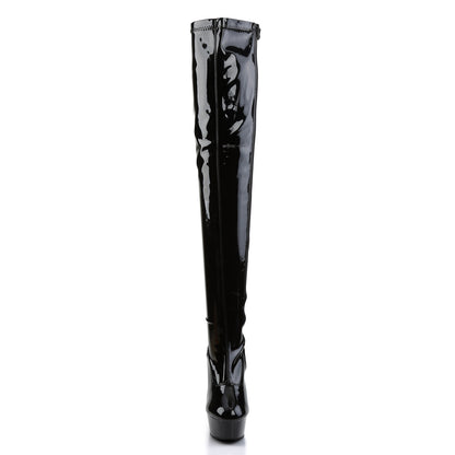 6" Heel, 1 3/4" PF Thigh High Boot, Side Zip (Pleaser DEL3000/B/M)