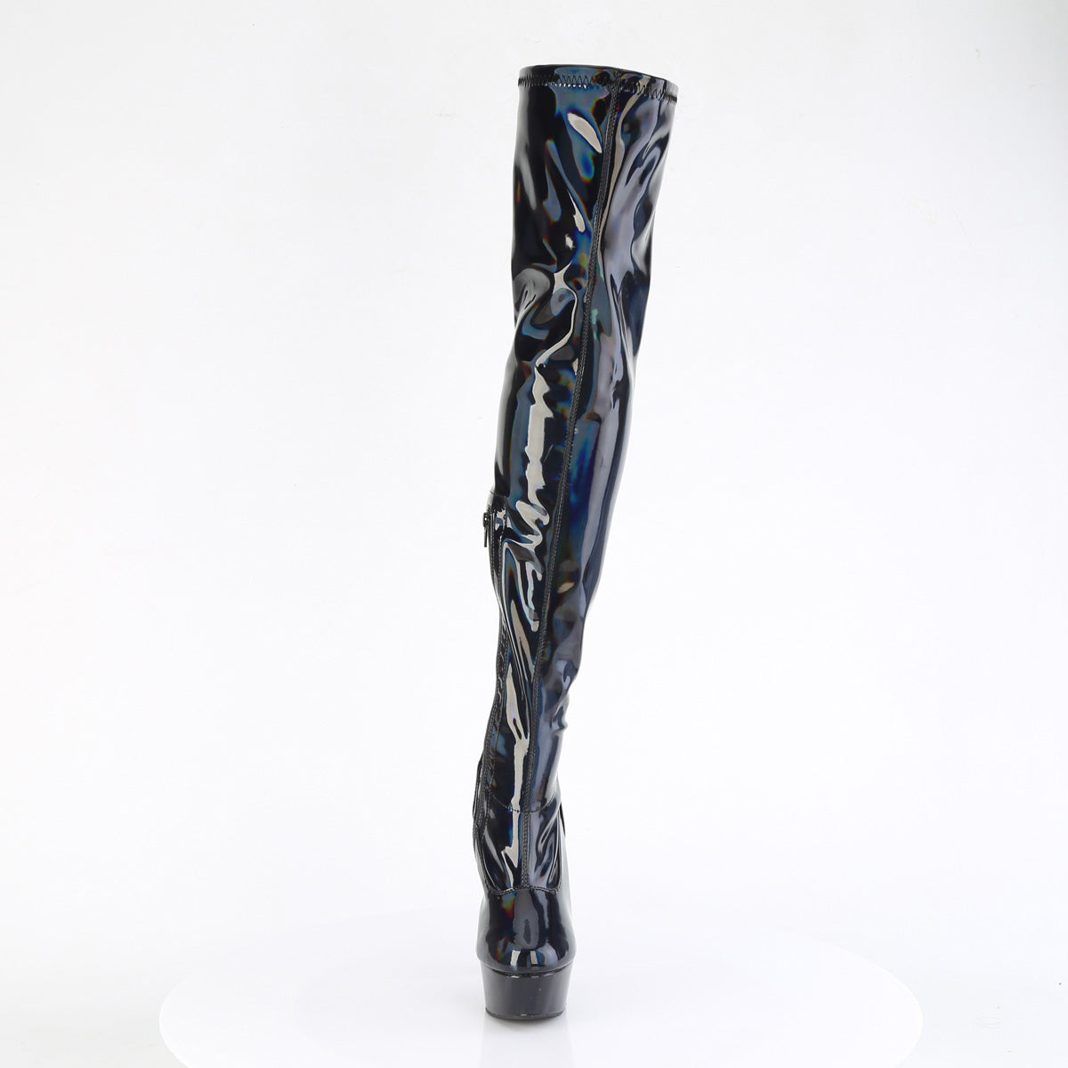 *6" Heel, 1 3/4" PF Stretch Thigh Boot,  12" Side Zip (Pleaser DEL3000HWR/BHG/M)