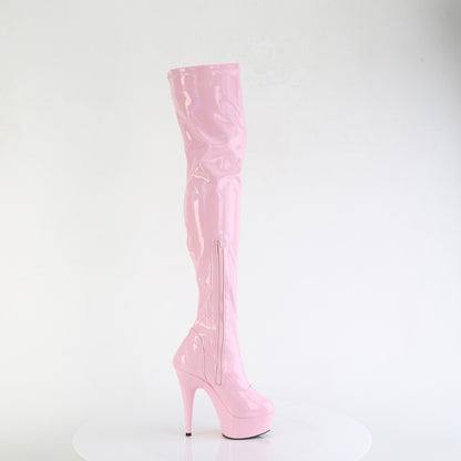 *6" Heel, 1 3/4" PF Stretch Thigh Boot,  12" Side Zip (Pleaser DEL3000HWR/BHG/M)
