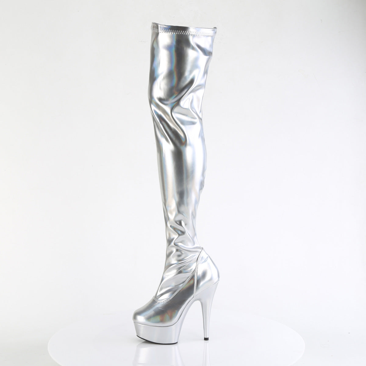 *6" Heel, 1 3/4" PF Stretch Thigh Boot,  12" Side Zip (Pleaser DEL3000HWR/BHG/M)