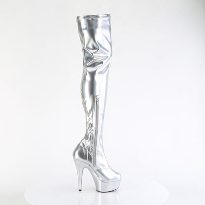 *6" Heel, 1 3/4" PF Stretch Thigh Boot,  12" Side Zip (Pleaser DEL3000HWR/BHG/M)