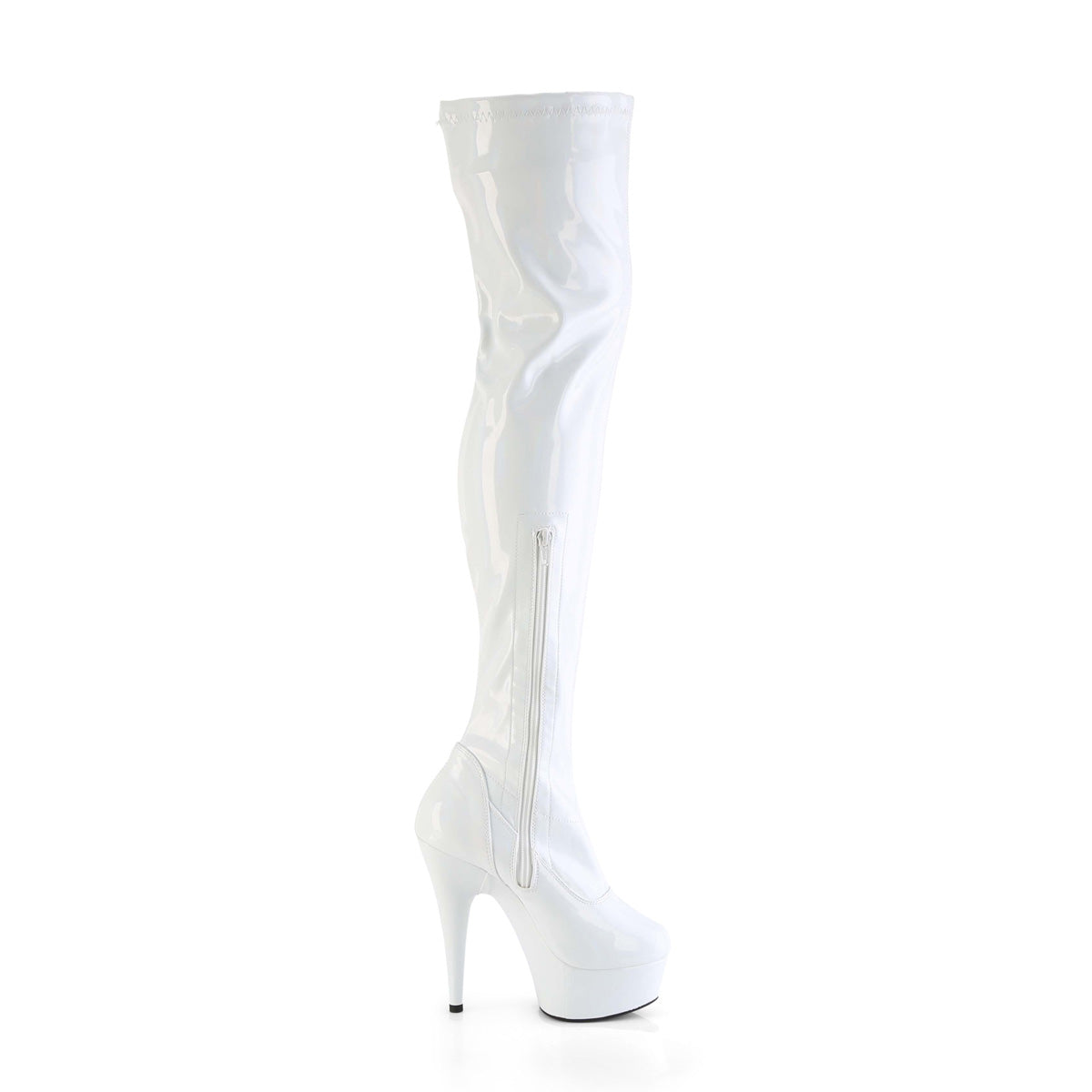 *6" Heel, 1 3/4" PF Stretch Thigh Boot,  12" Side Zip (Pleaser DEL3000HWR/BHG/M)