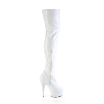 *6" Heel, 1 3/4" PF Stretch Thigh Boot,  12" Side Zip (Pleaser DEL3000HWR/BHG/M)