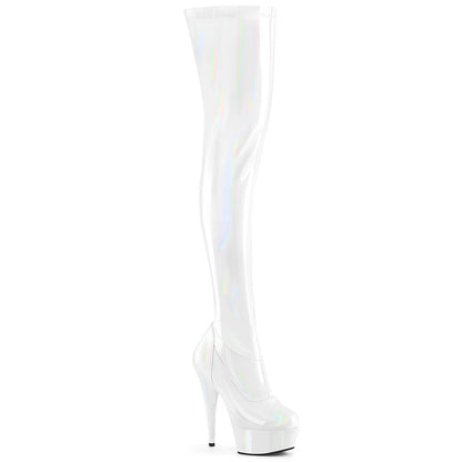*6" Heel, 1 3/4" PF Stretch Thigh Boot,  12" Side Zip (Pleaser DEL3000HWR/BHG/M)