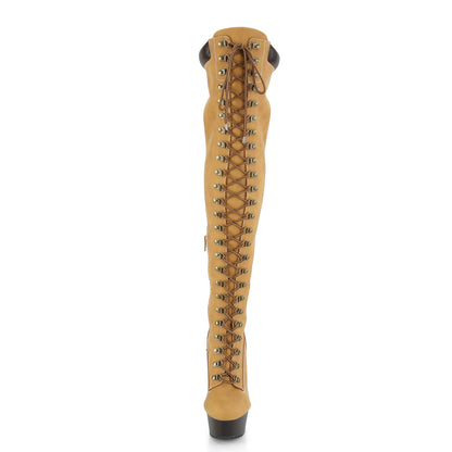 *6" Heel, 1 3/4" PF Lace-Up Front Thigh High Boot, Side Zip (Pleaser DEL3000TL/TNBPU/DBN)