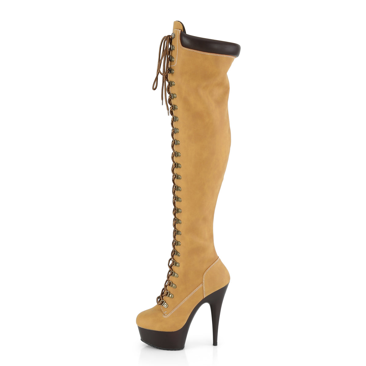 *6" Heel, 1 3/4" PF Lace-Up Front Thigh High Boot, Side Zip (Pleaser DEL3000TL/TNBPU/DBN)