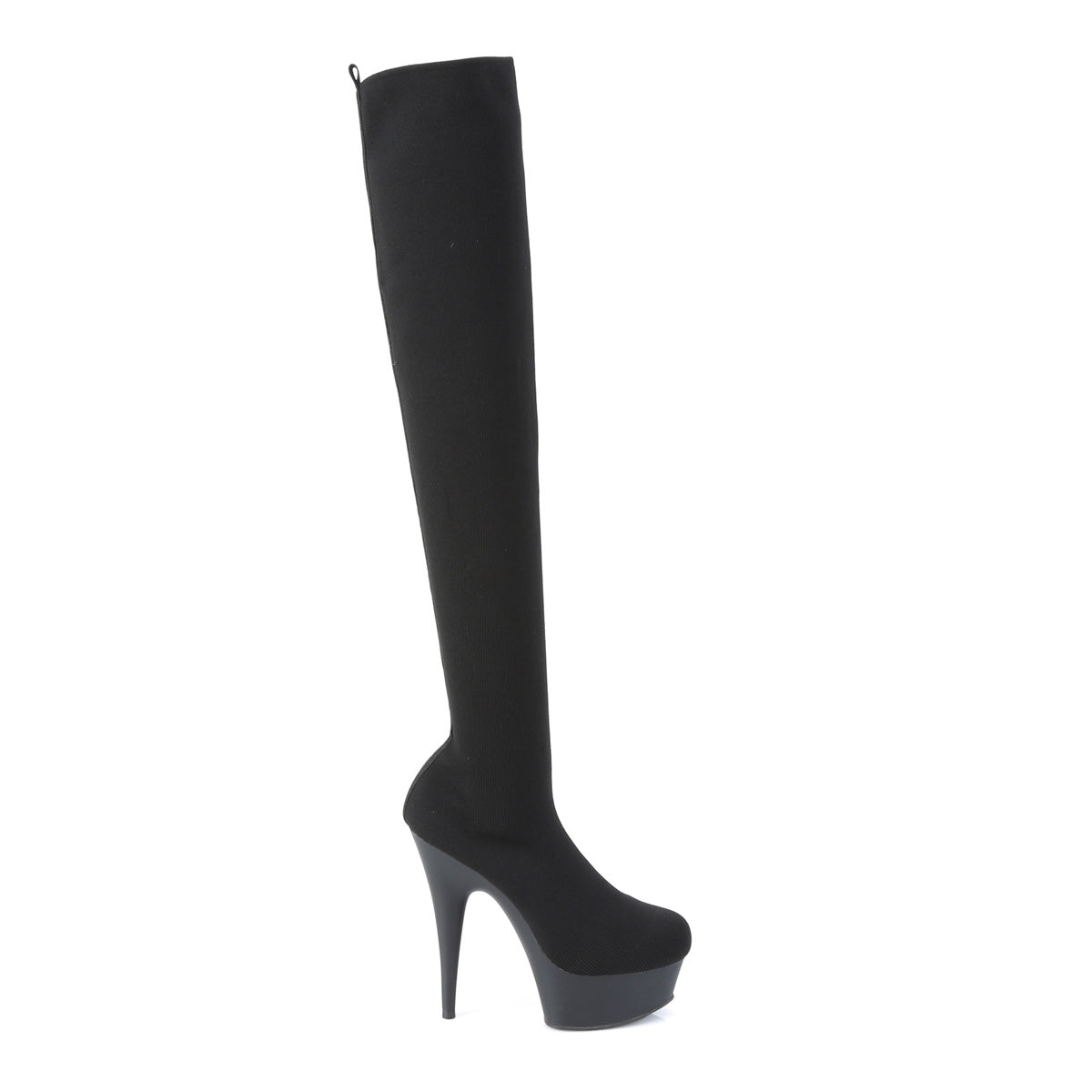 *6" Heel, 1 3/4" PF Pull-on Stretch Knit Thigh Boot (Pleaser DEL3002-1/BFA/M)