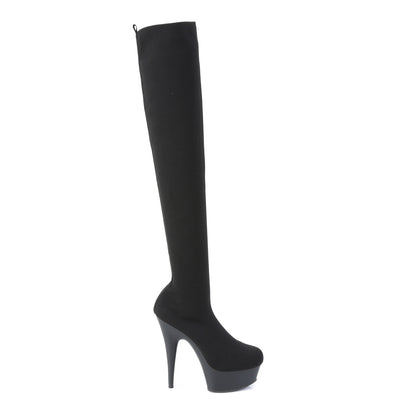 *6" Heel, 1 3/4" PF Pull-on Stretch Knit Thigh Boot (Pleaser DEL3002-1/BFA/M)