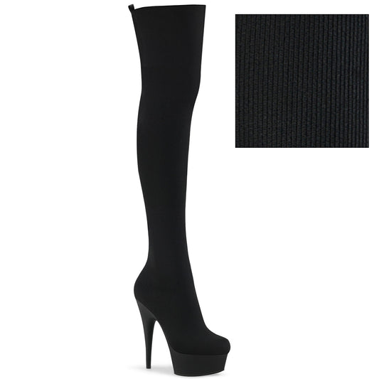 *6" Heel, 1 3/4" PF Pull-on Stretch Knit Thigh Boot (Pleaser DEL3002-1/BFA/M)