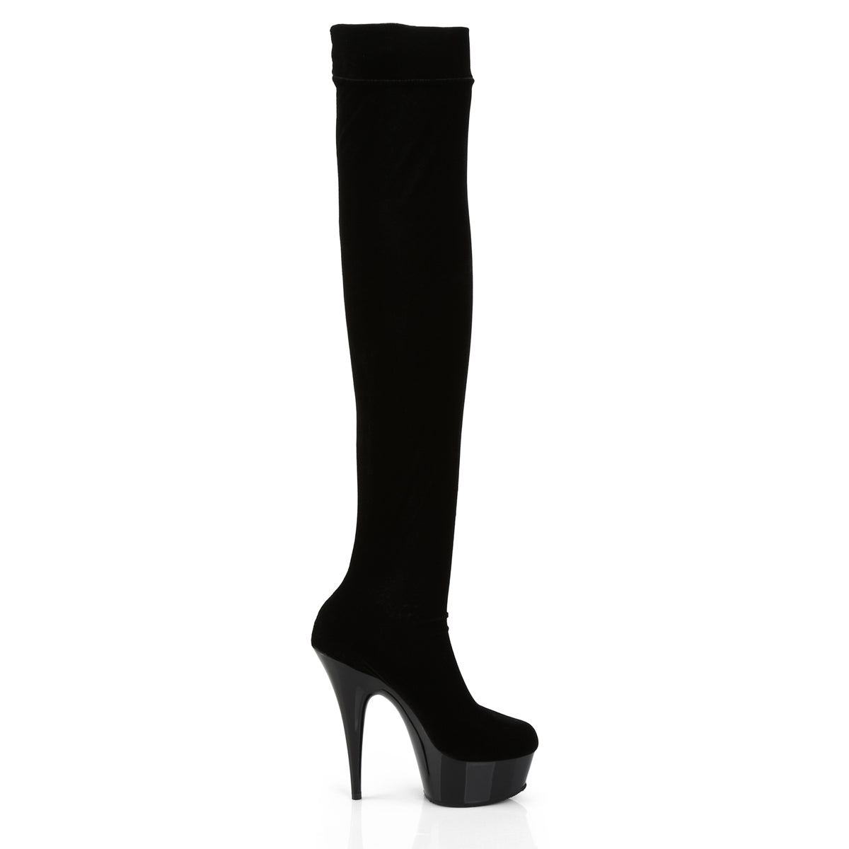 6" Heel, 1 3/4" PF Thigh High Velvet Boot (Pleaser DEL3002/B/VEL)