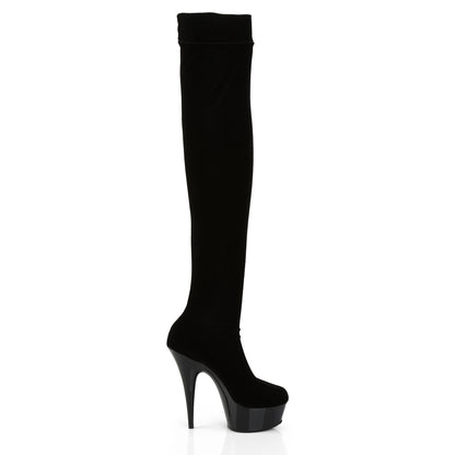 6" Heel, 1 3/4" PF Thigh High Velvet Boot (Pleaser DEL3002/B/VEL)