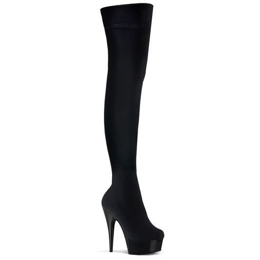6" Heel, 1 3/4" PF Thigh High Velvet Boot (Pleaser DEL3002/B/VEL)