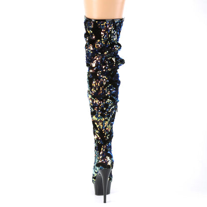 *6" Heel, 1 3/4" PF Slouch Thigh Boot, Side Zip (Pleaser DEL3004/BLUSQ/B)