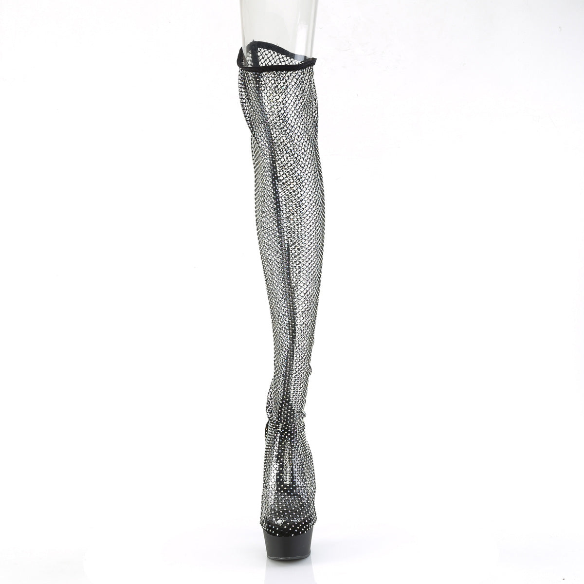6" Heel, 1 3/4" PF Pull-On RS Mesh Thigh High Boot (Pleaser DEL3009/BFS-RS/M)