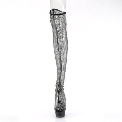 6" Heel, 1 3/4" PF Pull-On RS Mesh Thigh High Boot (Pleaser DEL3009/BFS-RS/M)