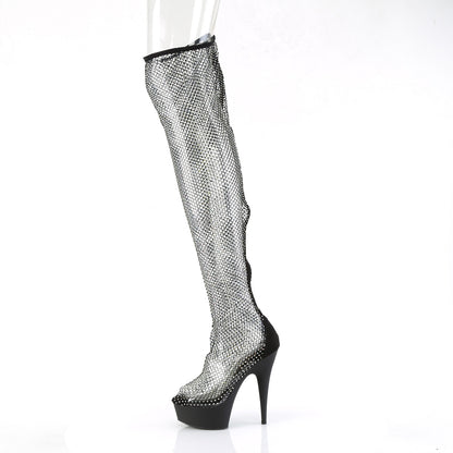6" Heel, 1 3/4" PF Pull-On RS Mesh Thigh High Boot (Pleaser DEL3009/BFS-RS/M)