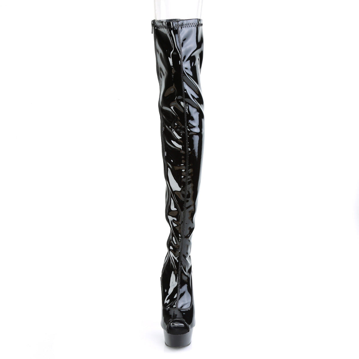 6" Heel, 1 3/4" PF Peep Toe Thigh High Boot, Side Zip (Pleaser DEL3011/B/M)