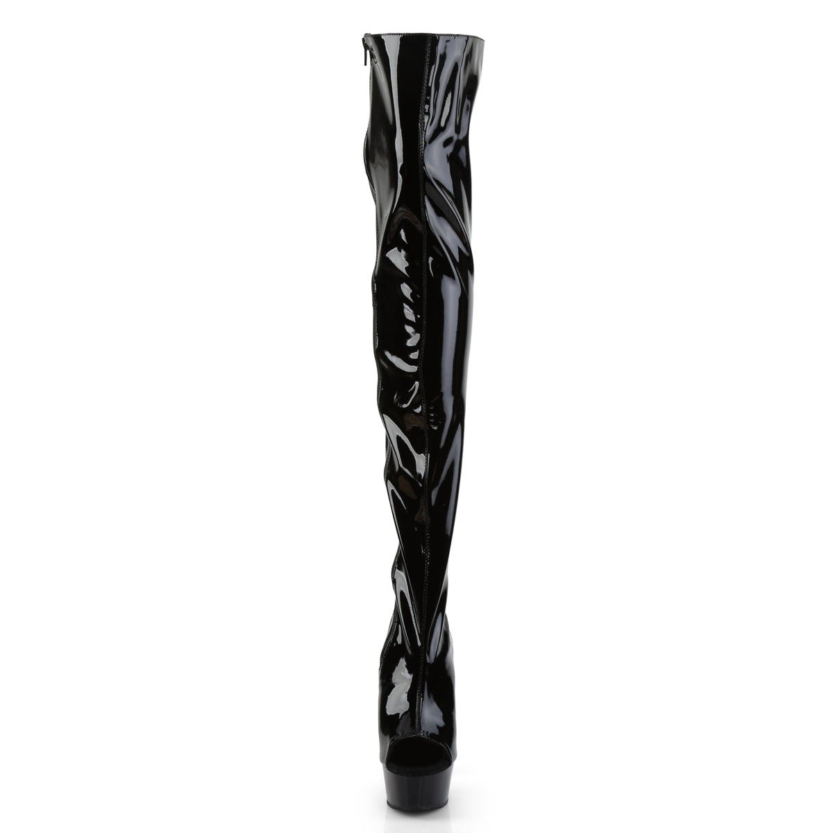 6" Heel,1 3/4" PF Open Heel/Toe Lace Up Back Thigh High Boot (Pleaser DEL3017/B/M)