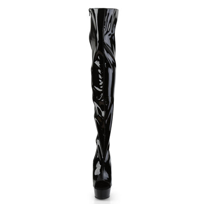 6" Heel,1 3/4" PF Open Heel/Toe Lace Up Back Thigh High Boot (Pleaser DEL3017/B/M)