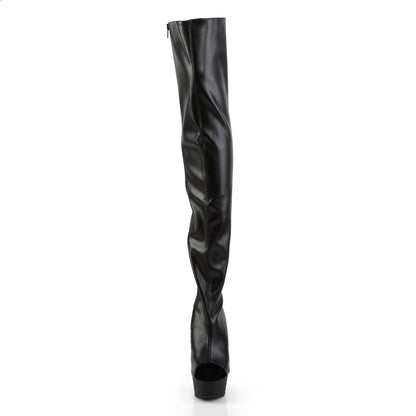 6" Heel,1 3/4" PF Open Heel/Toe Lace Up Back Thigh High Boot (Pleaser DEL3017/B/M)