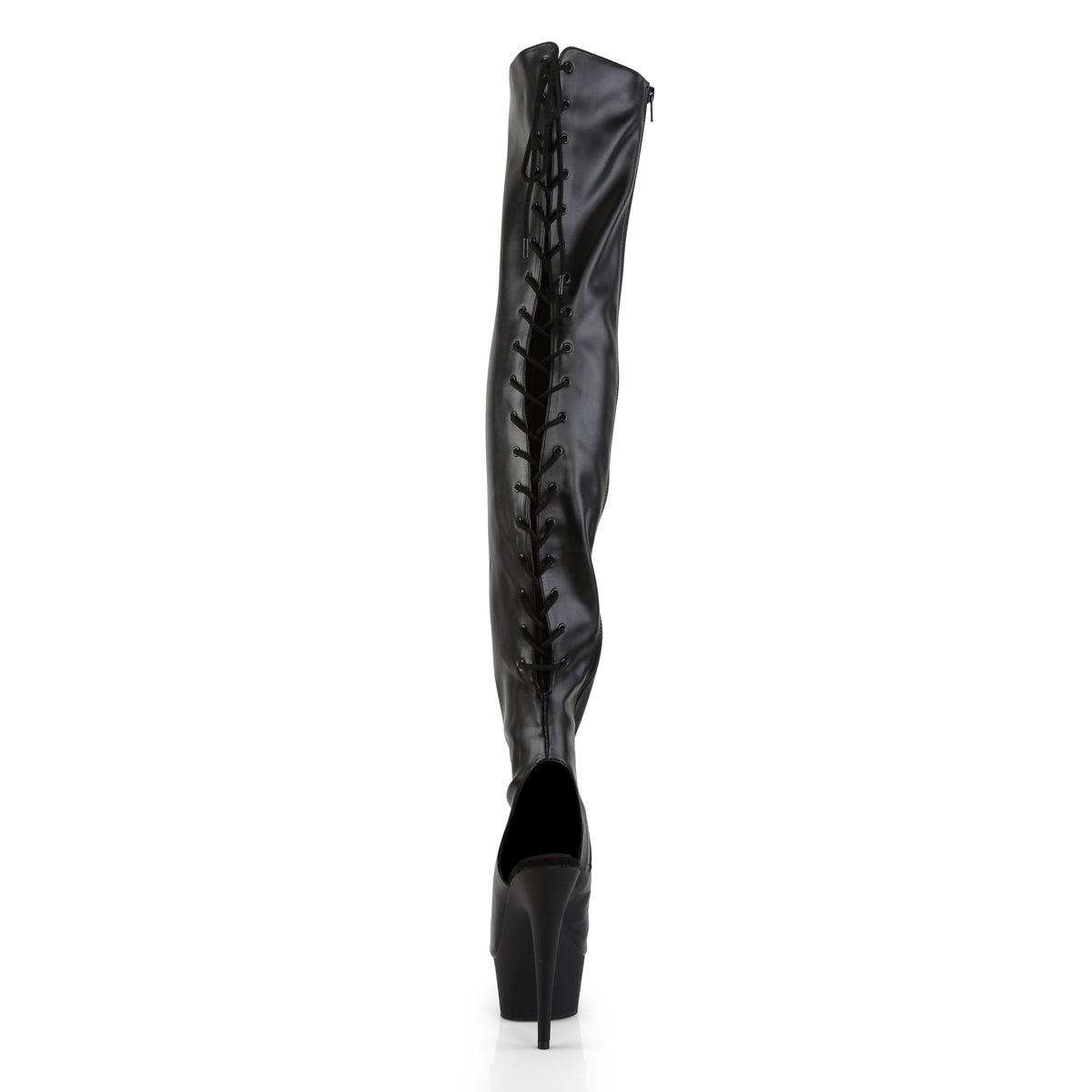 6" Heel,1 3/4" PF Open Heel/Toe Lace Up Back Thigh High Boot (Pleaser DEL3017/B/M)