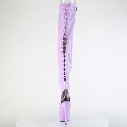 6" Heel,1 3/4" PF Open Heel/Toe Lace Up Back Thigh High Boot (Pleaser DEL3017/B/M)