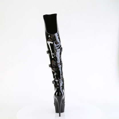 6" Heel, 1 3/4" PF Triple Buckle Strap OTK Boot, Side Zip (Pleaser DEL3018/B/M)