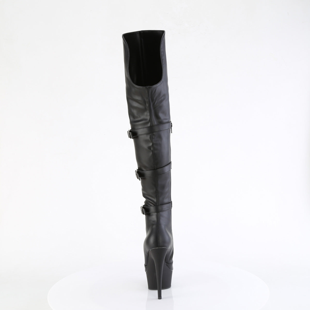 6" Heel, 1 3/4" PF Triple Buckle Strap OTK Boot, Side Zip (Pleaser DEL3018/B/M)