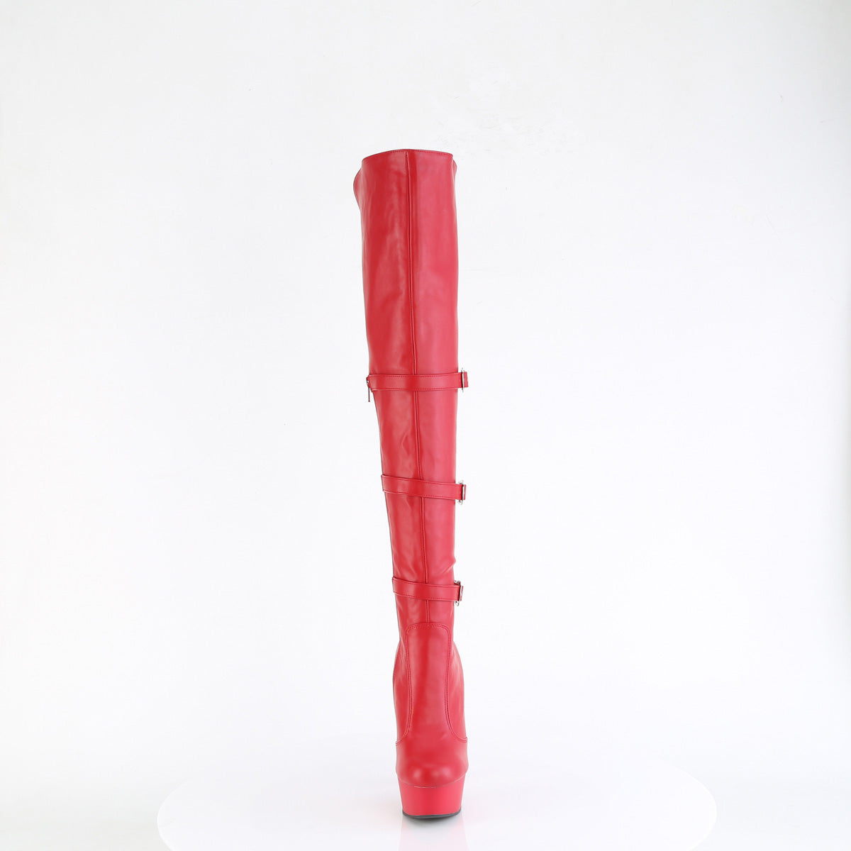 6" Heel, 1 3/4" PF Triple Buckle Strap OTK Boot, Side Zip (Pleaser DEL3018/B/M)