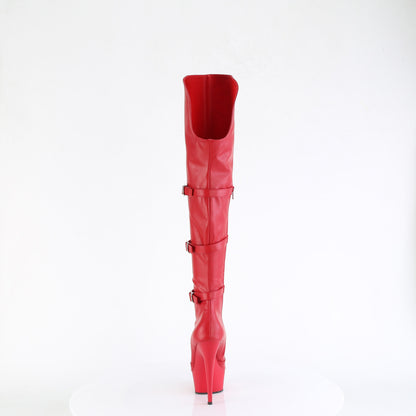 6" Heel, 1 3/4" PF Triple Buckle Strap OTK Boot, Side Zip (Pleaser DEL3018/B/M)