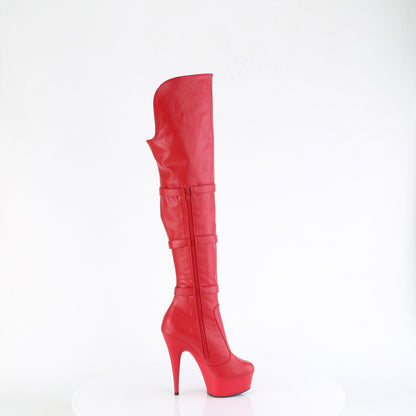 6" Heel, 1 3/4" PF Triple Buckle Strap OTK Boot, Side Zip (Pleaser DEL3018/B/M)