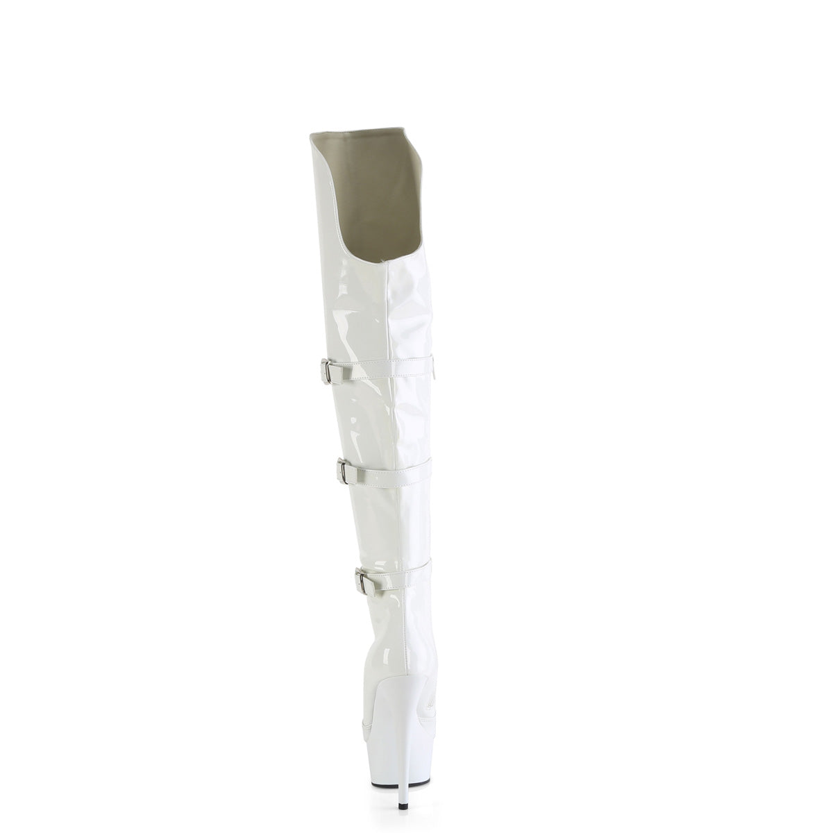 6" Heel, 1 3/4" PF Triple Buckle Strap OTK Boot, Side Zip (Pleaser DEL3018/B/M)