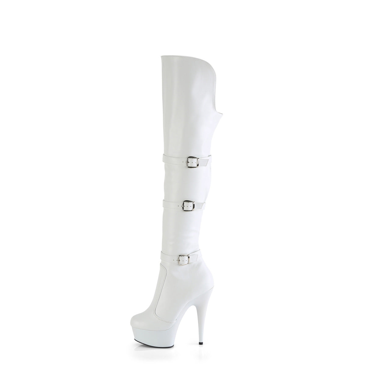 6" Heel, 1 3/4" PF Triple Buckle Strap OTK Boot, Side Zip (Pleaser DEL3018/B/M)