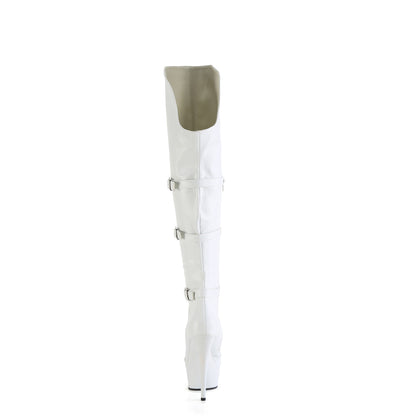 6" Heel, 1 3/4" PF Triple Buckle Strap OTK Boot, Side Zip (Pleaser DEL3018/B/M)