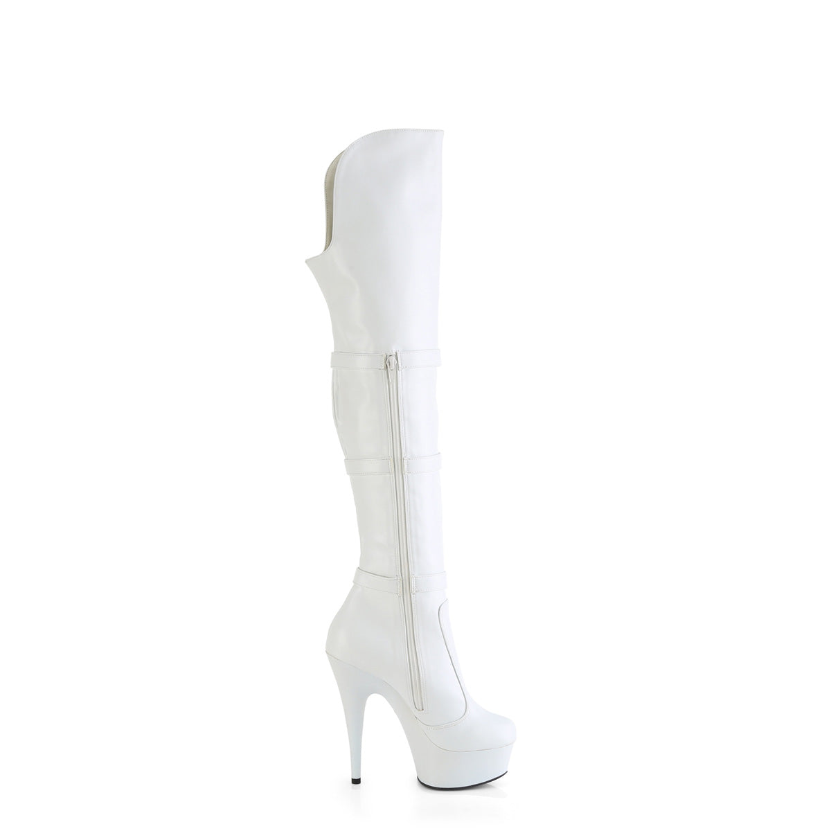 6" Heel, 1 3/4" PF Triple Buckle Strap OTK Boot, Side Zip (Pleaser DEL3018/B/M)