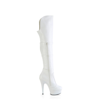 6" Heel, 1 3/4" PF Triple Buckle Strap OTK Boot, Side Zip (Pleaser DEL3018/B/M)