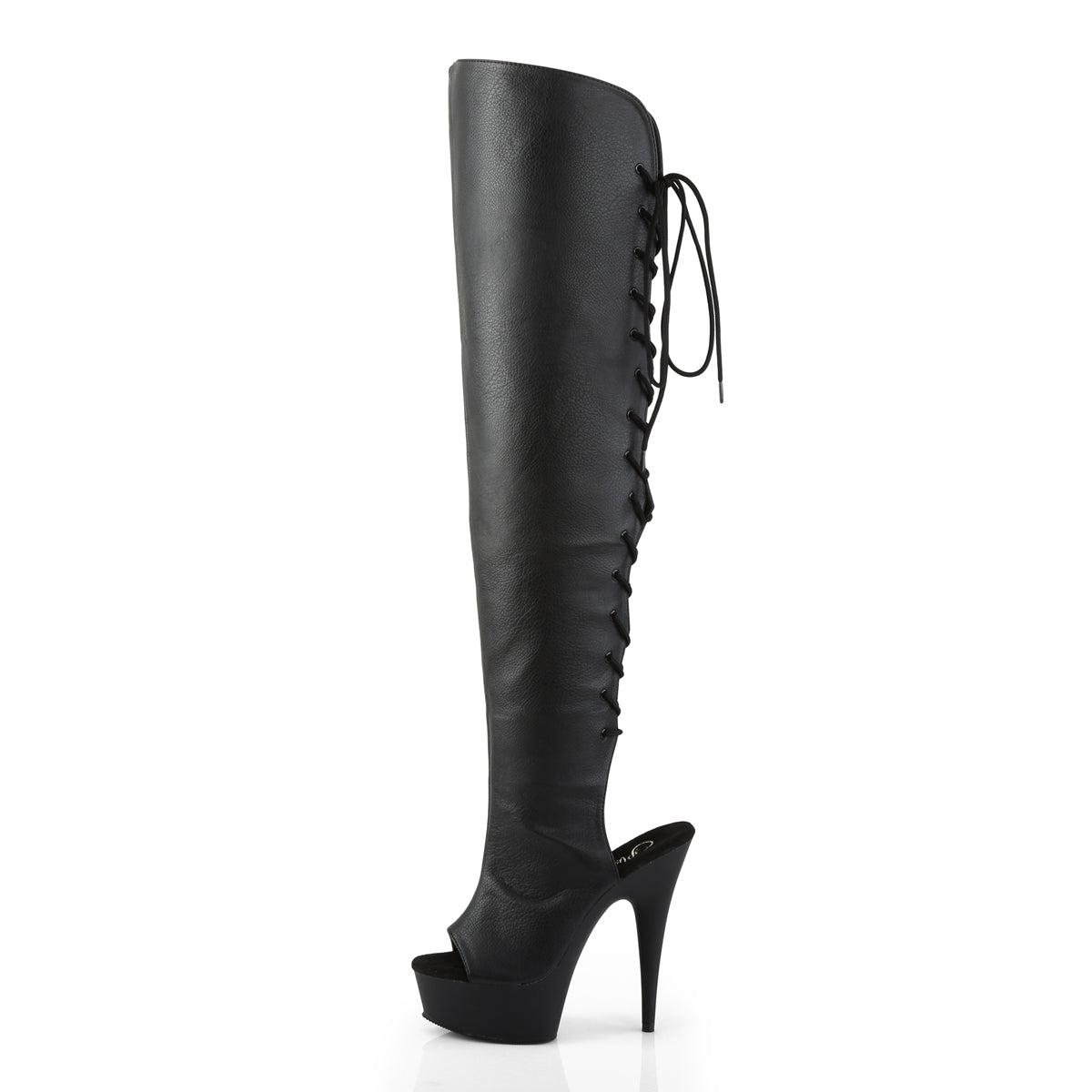 6" Heel, 1 3/4"PF Open Toe/Heel Over-The-Knee Boot, Side Zip (Pleaser DEL3019/B/PU)