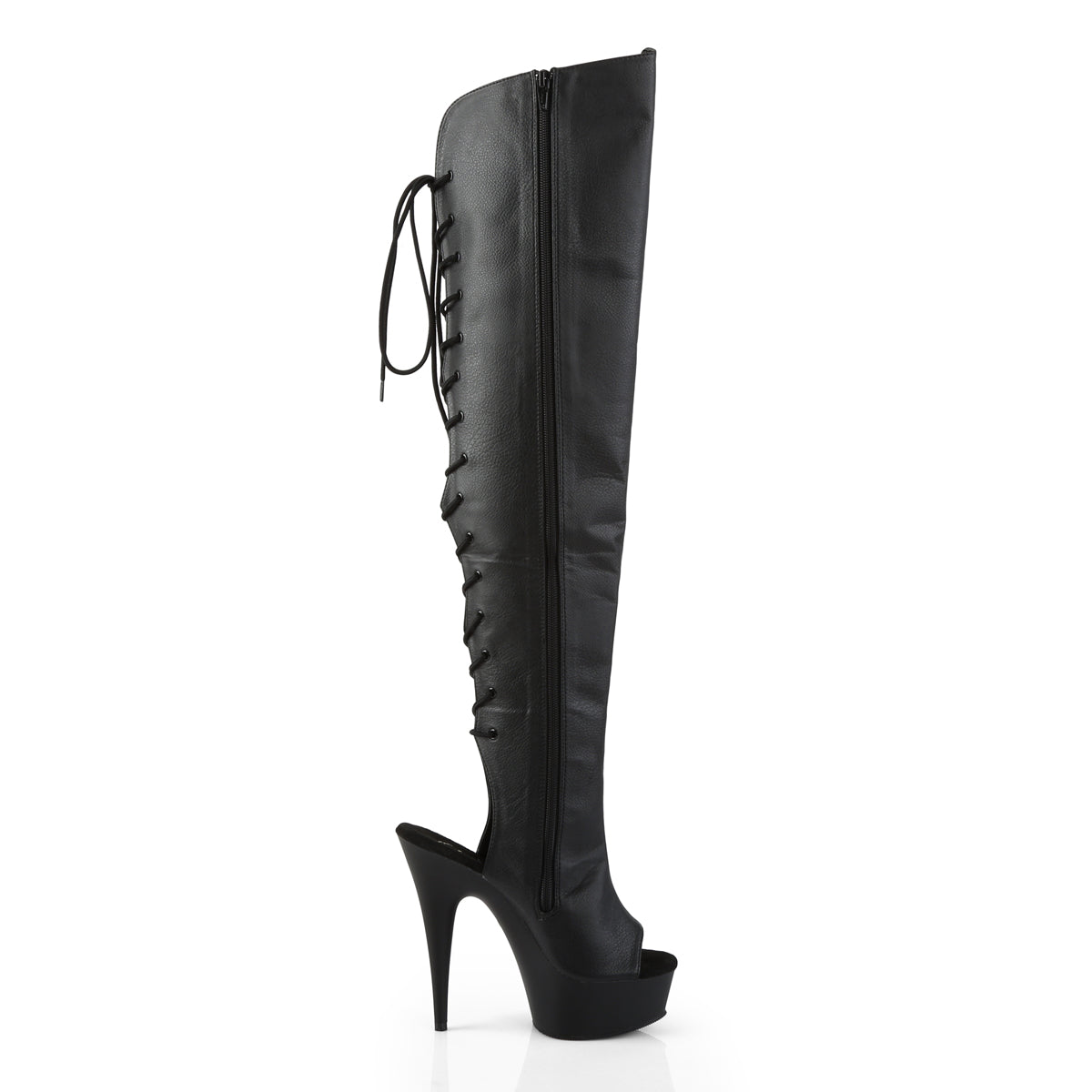 6" Heel, 1 3/4"PF Open Toe/Heel Over-The-Knee Boot, Side Zip (Pleaser DEL3019/B/PU)