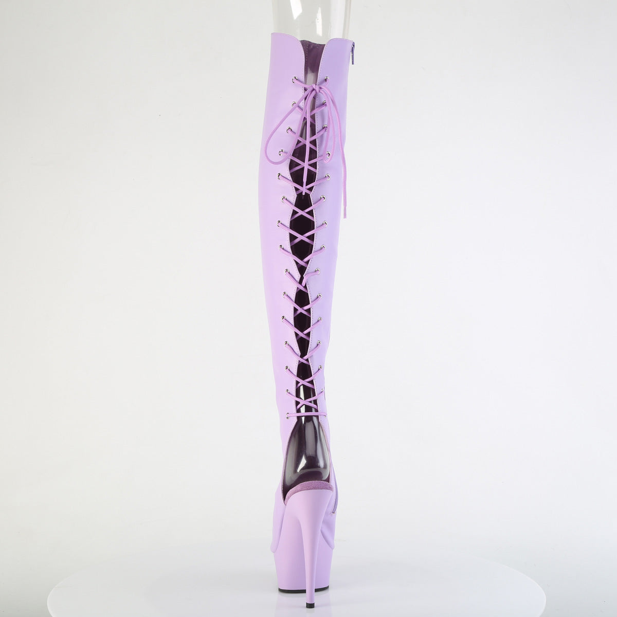 6" Heel, 1 3/4"PF Open Toe/Heel Over-The-Knee Boot, Side Zip (Pleaser DEL3019/B/PU)