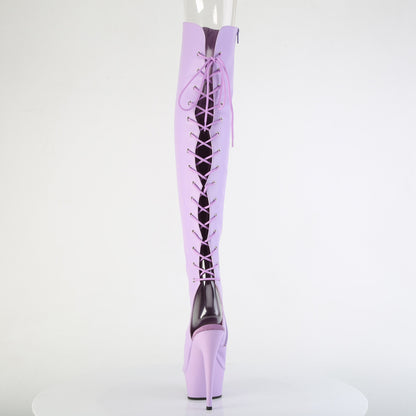 6" Heel, 1 3/4"PF Open Toe/Heel Over-The-Knee Boot, Side Zip (Pleaser DEL3019/B/PU)