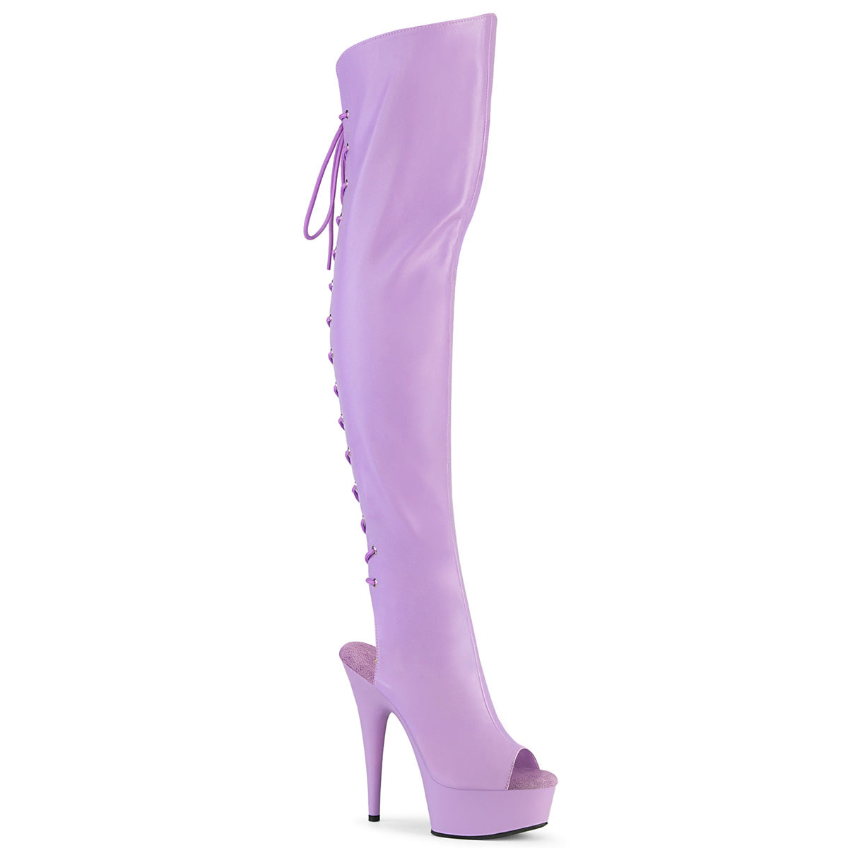 6" Heel, 1 3/4"PF Open Toe/Heel Over-The-Knee Boot, Side Zip (Pleaser DEL3019/B/PU)