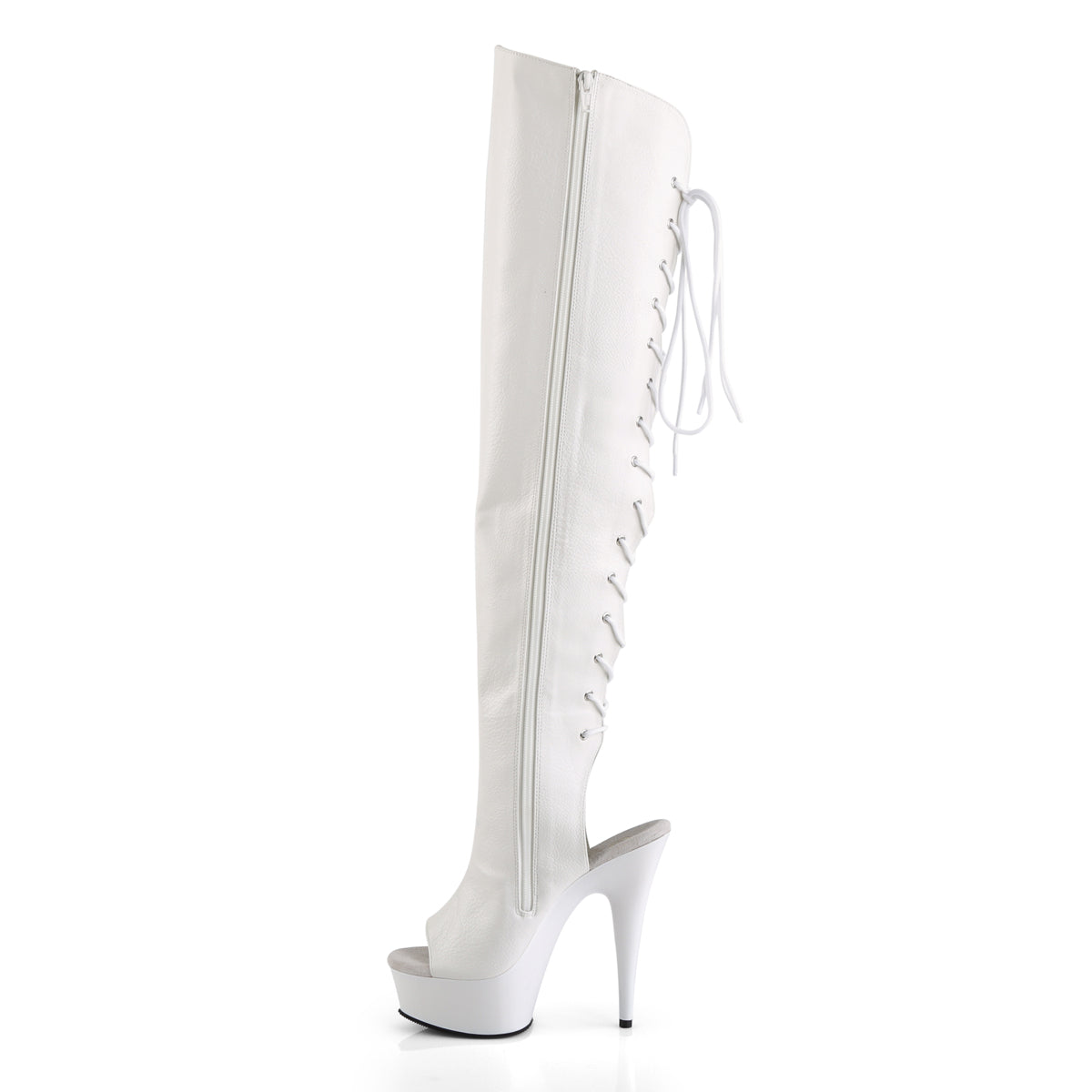 6" Heel, 1 3/4"PF Open Toe/Heel Over-The-Knee Boot, Side Zip (Pleaser DEL3019/B/PU)