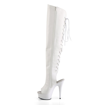 6" Heel, 1 3/4"PF Open Toe/Heel Over-The-Knee Boot, Side Zip (Pleaser DEL3019/B/PU)