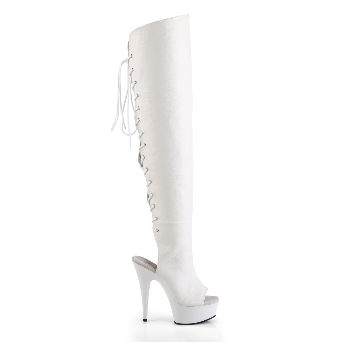 6" Heel, 1 3/4"PF Open Toe/Heel Over-The-Knee Boot, Side Zip (Pleaser DEL3019/B/PU)
