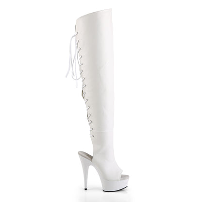 6" Heel, 1 3/4"PF Open Toe/Heel Over-The-Knee Boot, Side Zip (Pleaser DEL3019/B/PU)