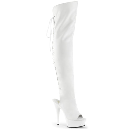6" Heel, 1 3/4"PF Open Toe/Heel Over-The-Knee Boot, Side Zip (Pleaser DEL3019/B/PU)