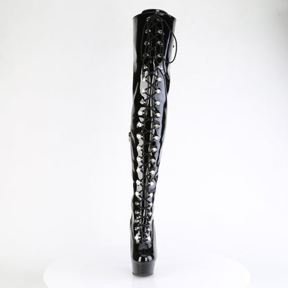 *6" Heel, 1 3/4" PF Lace-Up Thigh Boot, 1/2 Inside Zip (Pleaser DEL3022/B/M)