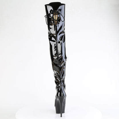 *6" Heel, 1 3/4" PF Lace-Up Thigh Boot, 1/2 Inside Zip (Pleaser DEL3022/B/M)