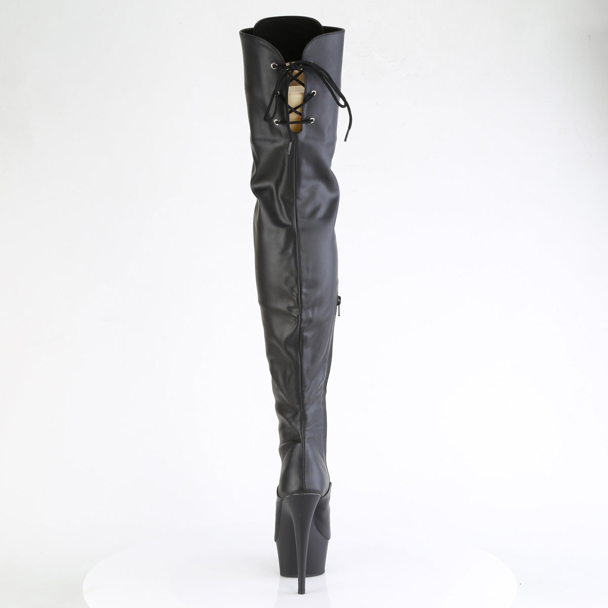 *6" Heel, 1 3/4" PF Lace-Up Thigh Boot, 1/2 Inside Zip (Pleaser DEL3022/B/M)