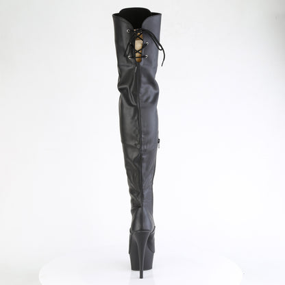 *6" Heel, 1 3/4" PF Lace-Up Thigh Boot, 1/2 Inside Zip (Pleaser DEL3022/B/M)
